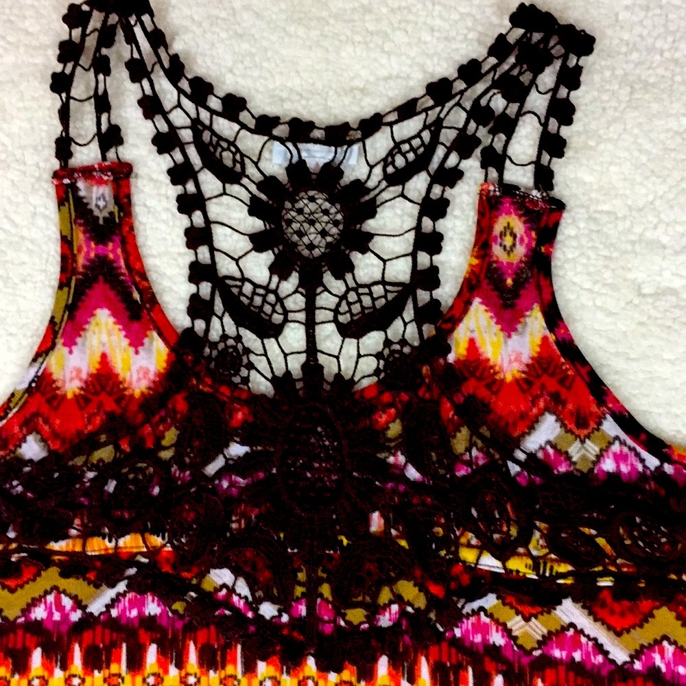 Currants Molly Macrame RacerBack Tank Top Size L - Picture 4 of 8
